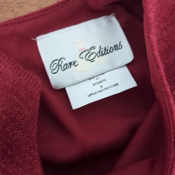 Rare Editions Toddler Girls Bell Sleeve Knit Dress burgundy red color size 5 NWT - Picture 6 of 9